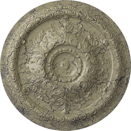 Ekena Millwork Oslo Ceiling Medallion (Fits Canopies up to 7 5/8"), 38 3/8"OD x 2 7/8"P, Castle Stone Crackle CM38OSCSC